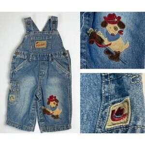 VTG Koala Baby Denim Overalls 3-6M Western Cowboy Cowgirl Retro Romper Patchwork
